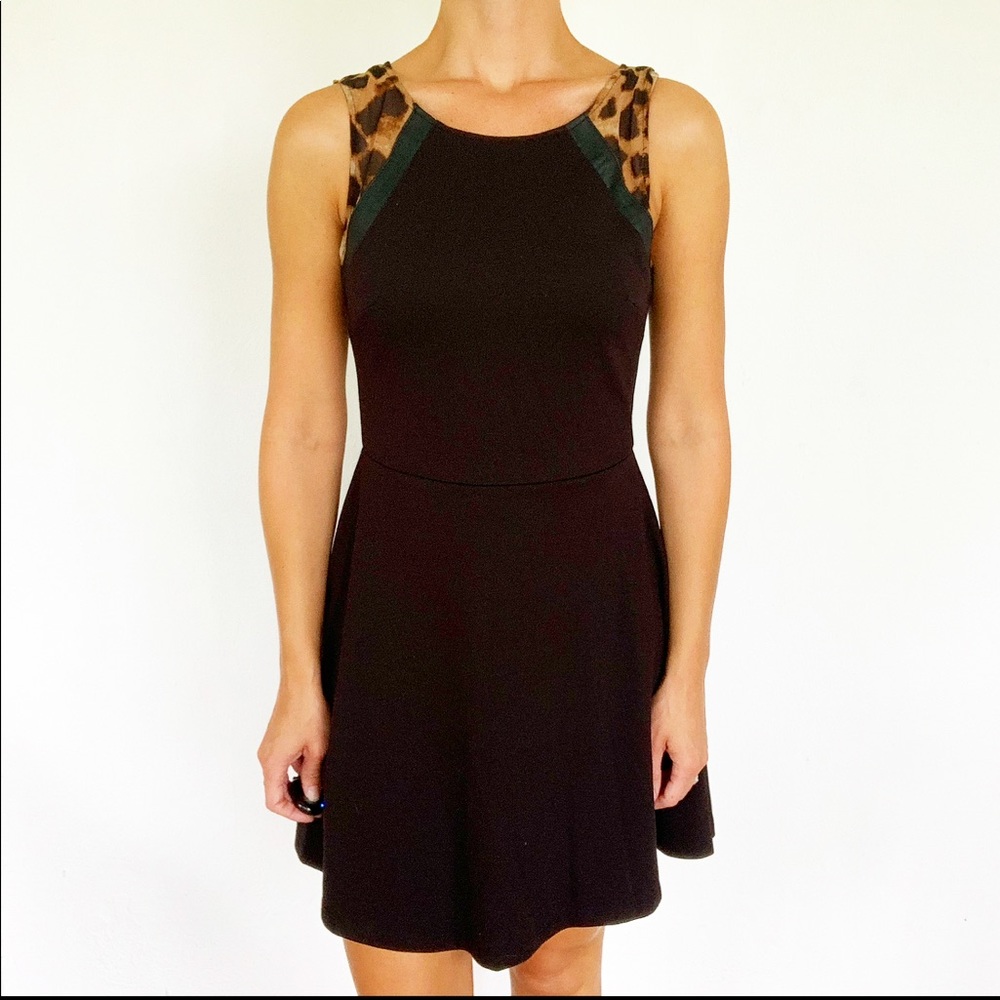 HeartSoul black leopard leather accent dress size medium